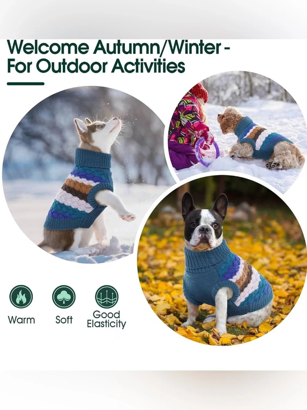 NWT- XL Blue Striped Knit Dog Sweater - Cozy Winter Pet Pullover